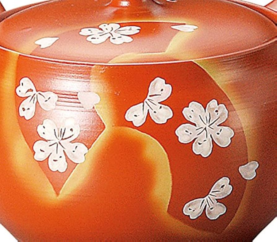 Amazon｜常滑焼 富仙 急須 朱泥 帯丸扇面桜 Y805｜急須